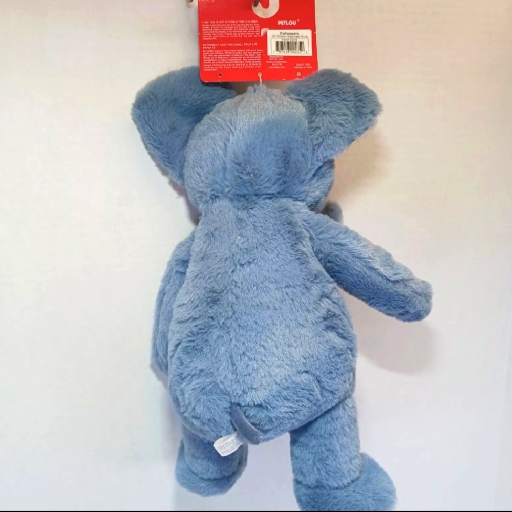 Petlou Plush Crinkle Interactive Stuffed Dog Squeaky Toys - 15" Blue Elephant - Picture 5 of 7